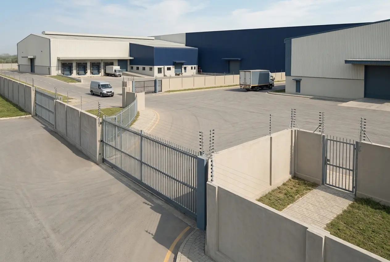 Industrial perimeter planning around buildings and access points